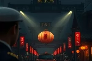 都市情感剧《远城春雪》封面：暴雪夜的出租车与暖黄车灯